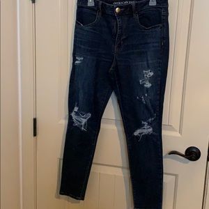 American Eagle Jeggings Dark Destroy 12 Short